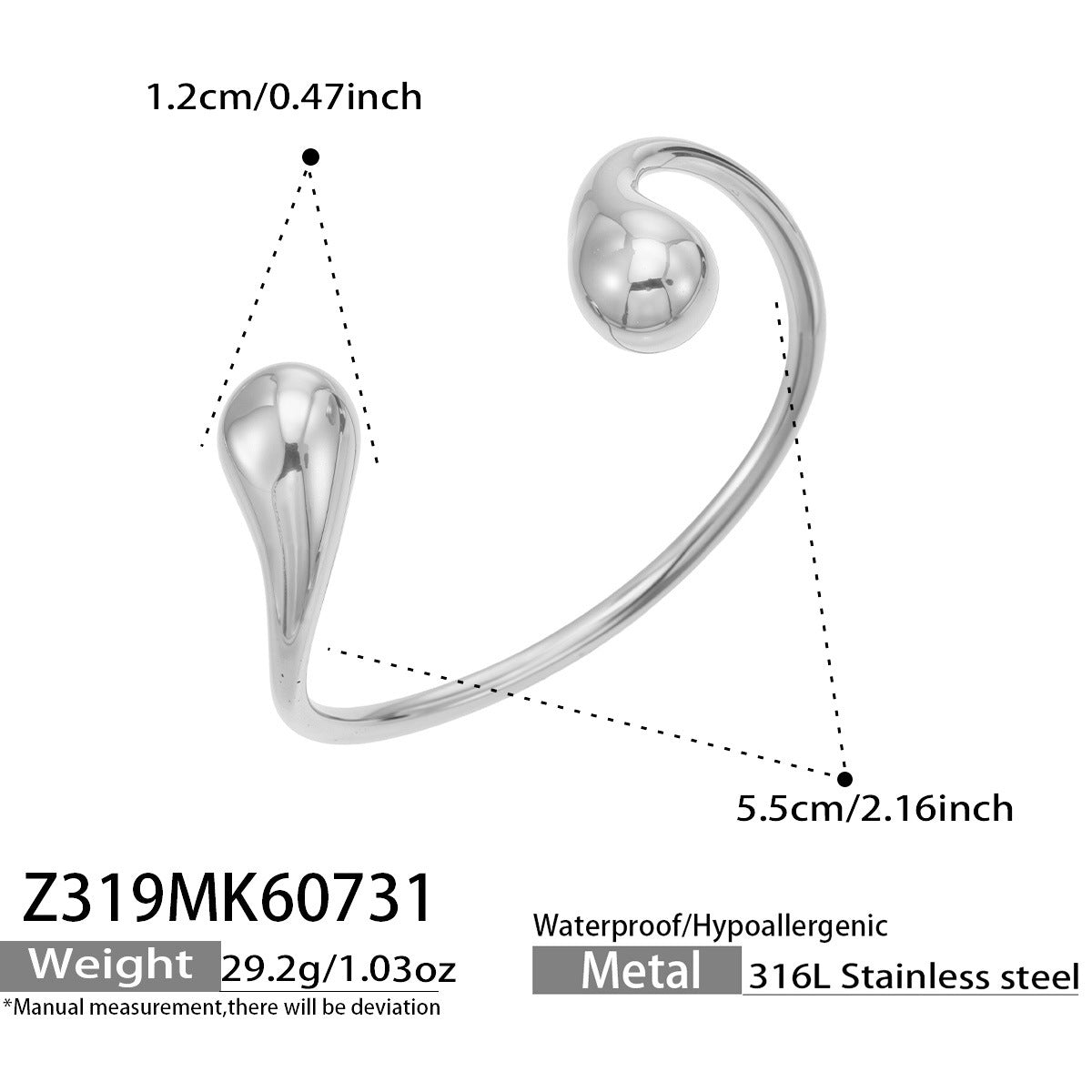 Thalassa open cuff bangle — PVD plating that won't fade or tarnish