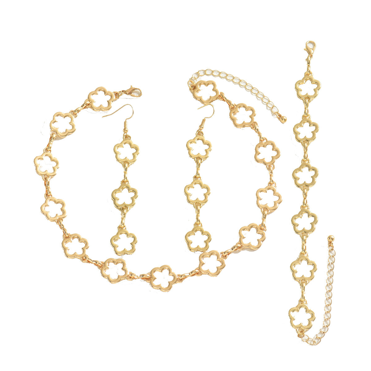 Close-up of the plum blossom motif on the Flora jewellery set