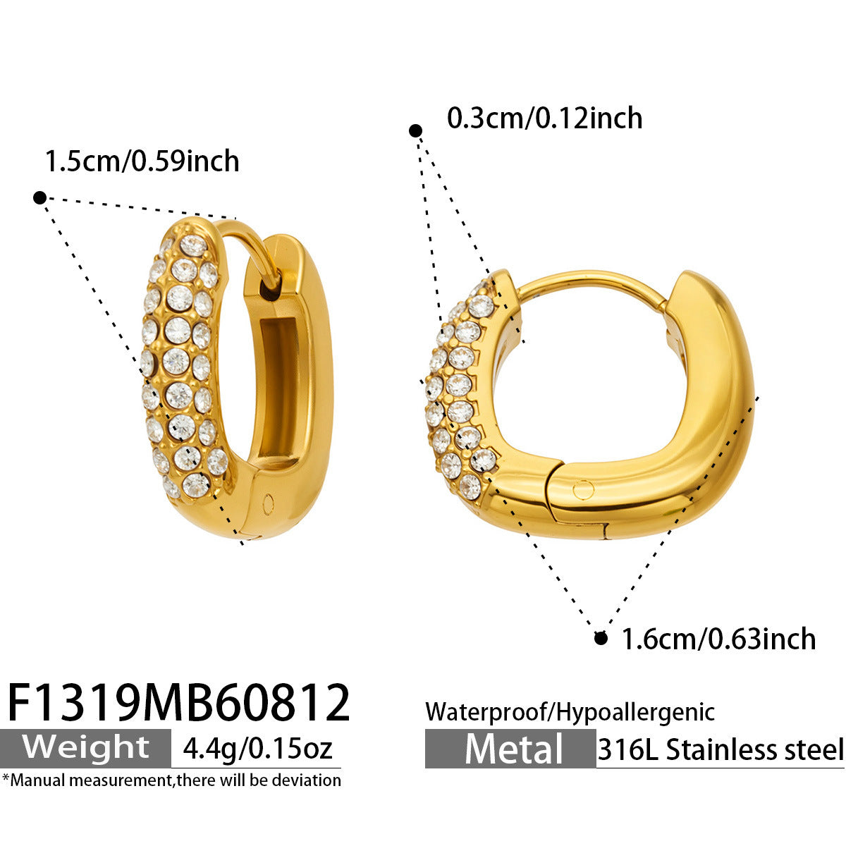 Selene zircon hoop earrings — PVD 18k gold plating that won't fade